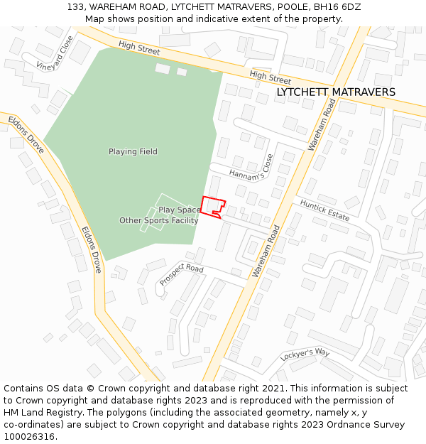 133, WAREHAM ROAD, LYTCHETT MATRAVERS, POOLE, BH16 6DZ: Location map and indicative extent of plot