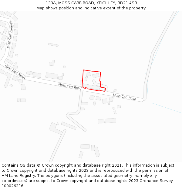 133A, MOSS CARR ROAD, KEIGHLEY, BD21 4SB: Location map and indicative extent of plot