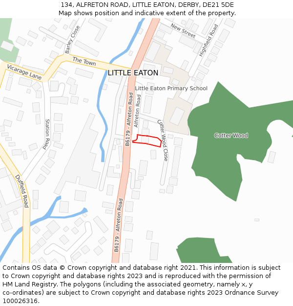 134, ALFRETON ROAD, LITTLE EATON, DERBY, DE21 5DE: Location map and indicative extent of plot