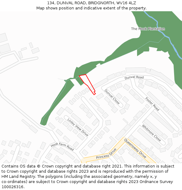 134, DUNVAL ROAD, BRIDGNORTH, WV16 4LZ: Location map and indicative extent of plot