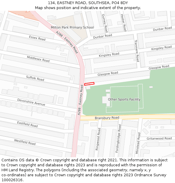 134, EASTNEY ROAD, SOUTHSEA, PO4 8DY: Location map and indicative extent of plot