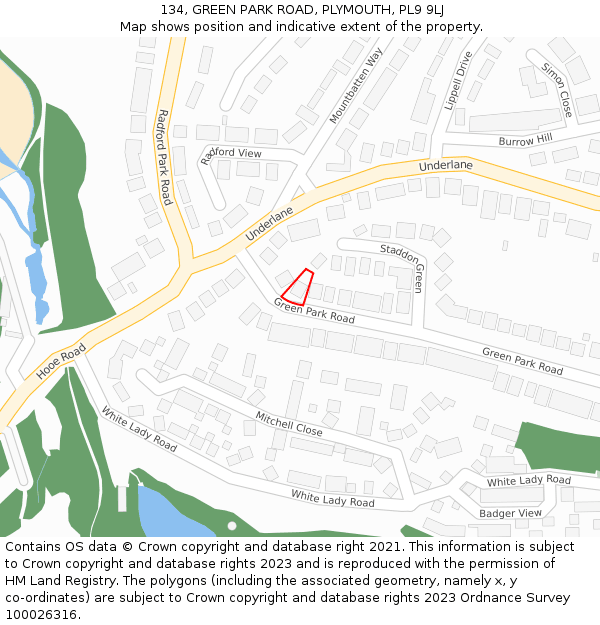 134, GREEN PARK ROAD, PLYMOUTH, PL9 9LJ: Location map and indicative extent of plot