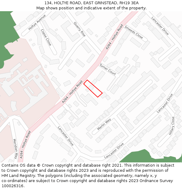 134, HOLTYE ROAD, EAST GRINSTEAD, RH19 3EA: Location map and indicative extent of plot