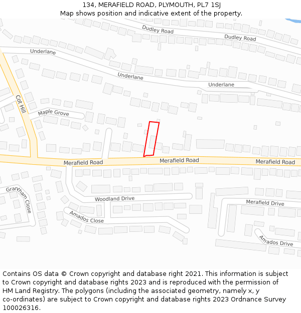 134, MERAFIELD ROAD, PLYMOUTH, PL7 1SJ: Location map and indicative extent of plot