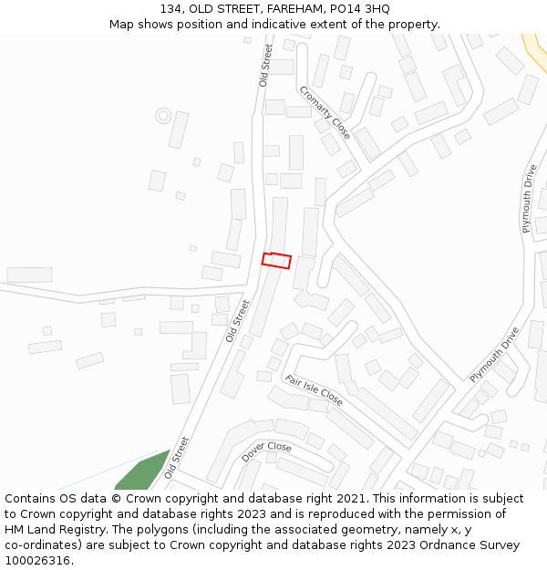 134, OLD STREET, FAREHAM, PO14 3HQ: Location map and indicative extent of plot