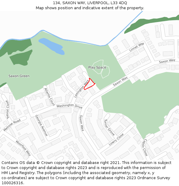 134, SAXON WAY, LIVERPOOL, L33 4DQ: Location map and indicative extent of plot
