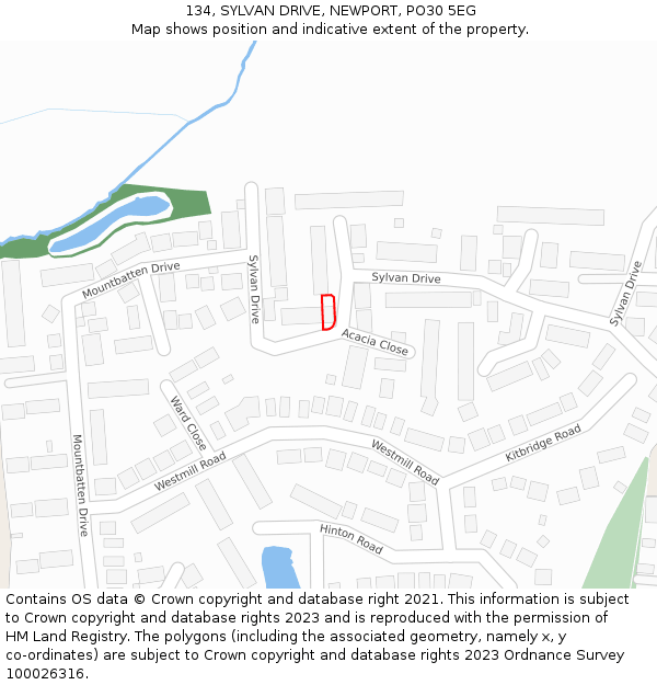 134, SYLVAN DRIVE, NEWPORT, PO30 5EG: Location map and indicative extent of plot