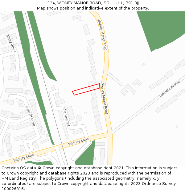 134, WIDNEY MANOR ROAD, SOLIHULL, B91 3JJ: Location map and indicative extent of plot