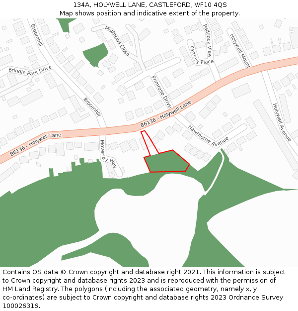 134A, HOLYWELL LANE, CASTLEFORD, WF10 4QS: Location map and indicative extent of plot