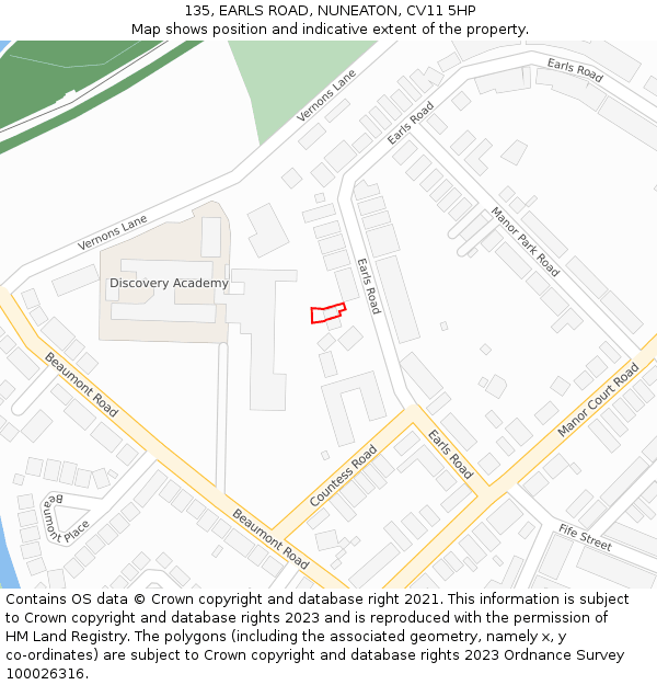 135, EARLS ROAD, NUNEATON, CV11 5HP: Location map and indicative extent of plot