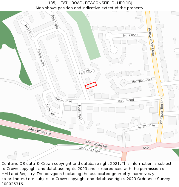 135, HEATH ROAD, BEACONSFIELD, HP9 1DJ: Location map and indicative extent of plot