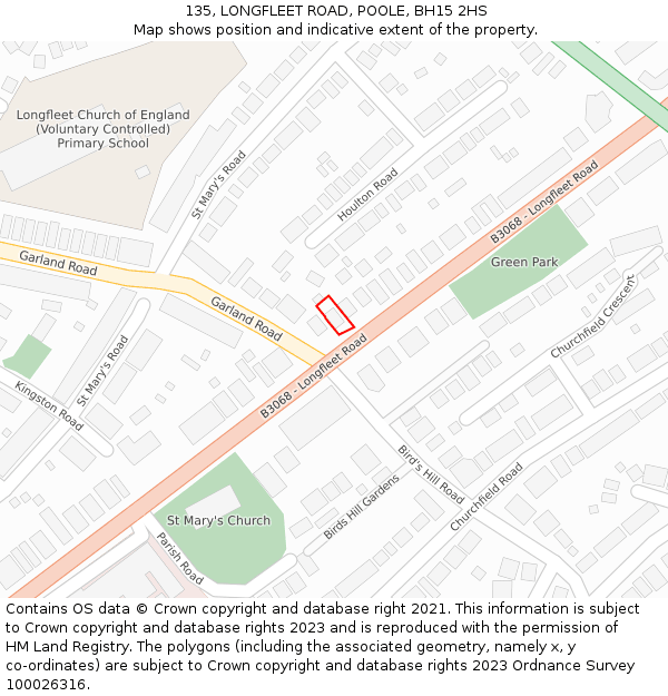 135, LONGFLEET ROAD, POOLE, BH15 2HS: Location map and indicative extent of plot