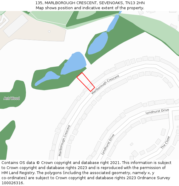 135, MARLBOROUGH CRESCENT, SEVENOAKS, TN13 2HN: Location map and indicative extent of plot