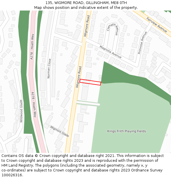 135, WIGMORE ROAD, GILLINGHAM, ME8 0TH: Location map and indicative extent of plot