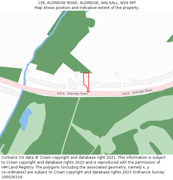 136, ALDRIDGE ROAD, ALDRIDGE, WALSALL, WS9 0PF: Location map and indicative extent of plot