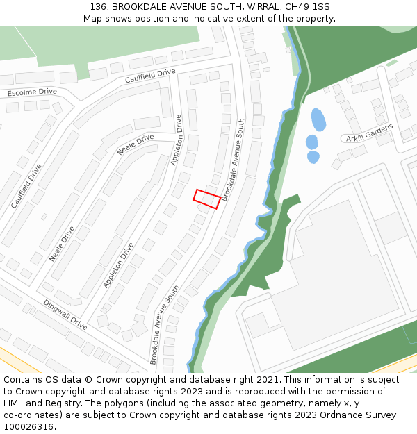 136, BROOKDALE AVENUE SOUTH, WIRRAL, CH49 1SS: Location map and indicative extent of plot