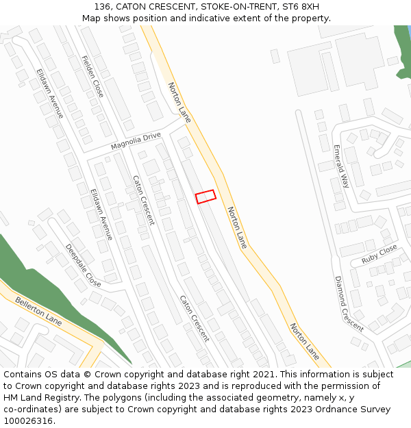 136, CATON CRESCENT, STOKE-ON-TRENT, ST6 8XH: Location map and indicative extent of plot