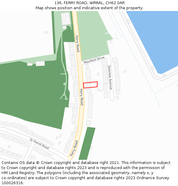 136, FERRY ROAD, WIRRAL, CH62 0AR: Location map and indicative extent of plot