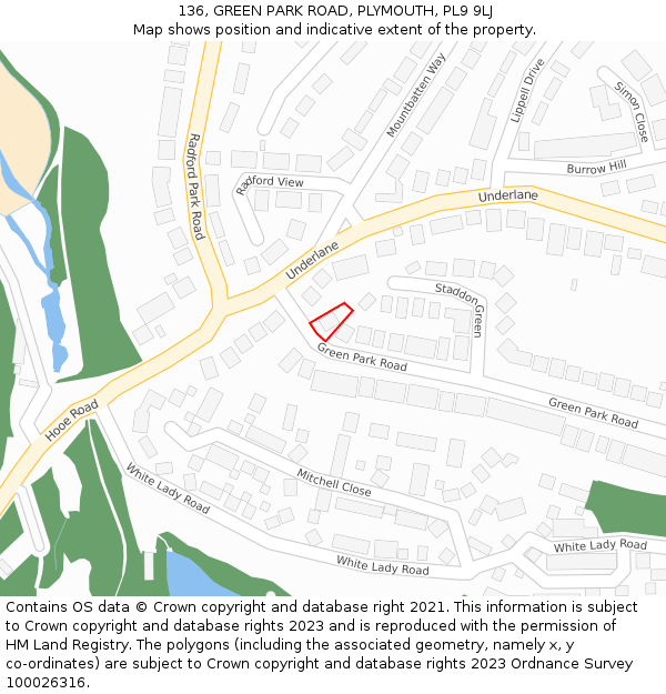 136, GREEN PARK ROAD, PLYMOUTH, PL9 9LJ: Location map and indicative extent of plot