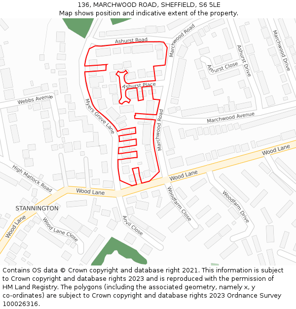 136, MARCHWOOD ROAD, SHEFFIELD, S6 5LE: Location map and indicative extent of plot