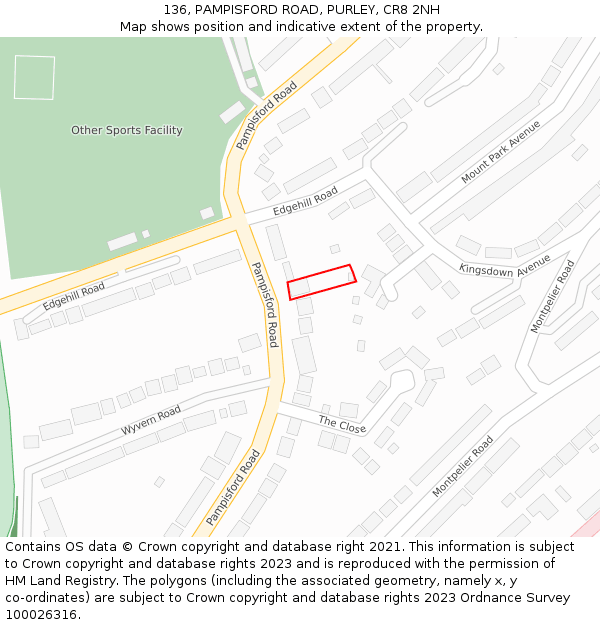 136, PAMPISFORD ROAD, PURLEY, CR8 2NH: Location map and indicative extent of plot