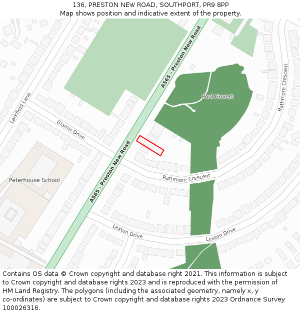 136, PRESTON NEW ROAD, SOUTHPORT, PR9 8PP: Location map and indicative extent of plot