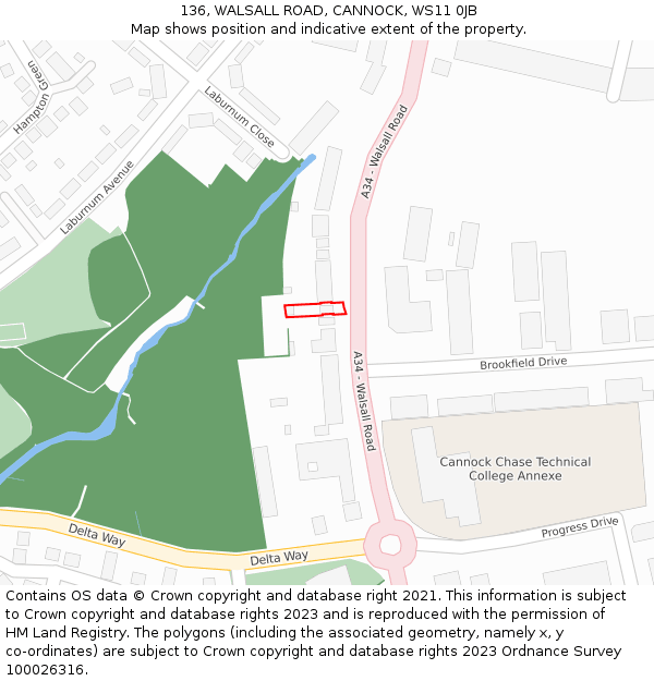 136, WALSALL ROAD, CANNOCK, WS11 0JB: Location map and indicative extent of plot