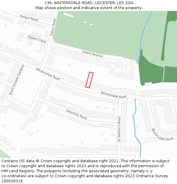 136, WINTERSDALE ROAD, LEICESTER, LE5 2GN: Location map and indicative extent of plot