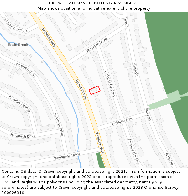 136, WOLLATON VALE, NOTTINGHAM, NG8 2PL: Location map and indicative extent of plot