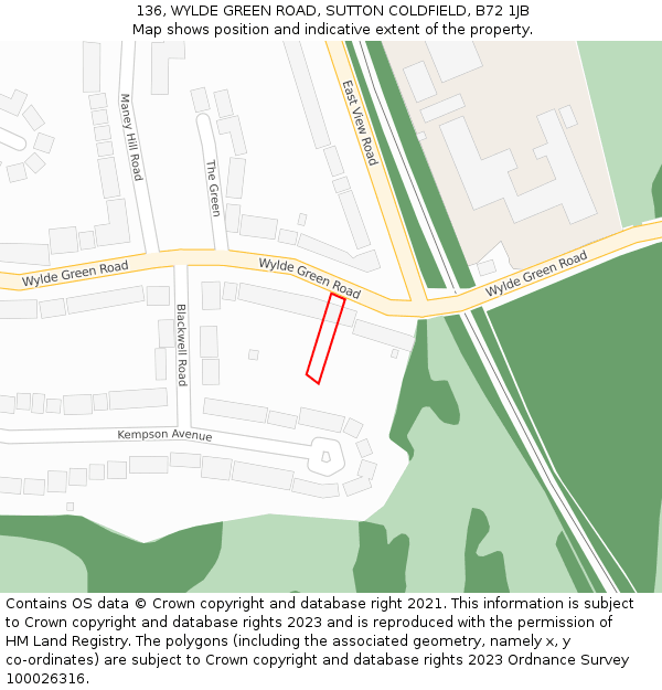 136, WYLDE GREEN ROAD, SUTTON COLDFIELD, B72 1JB: Location map and indicative extent of plot