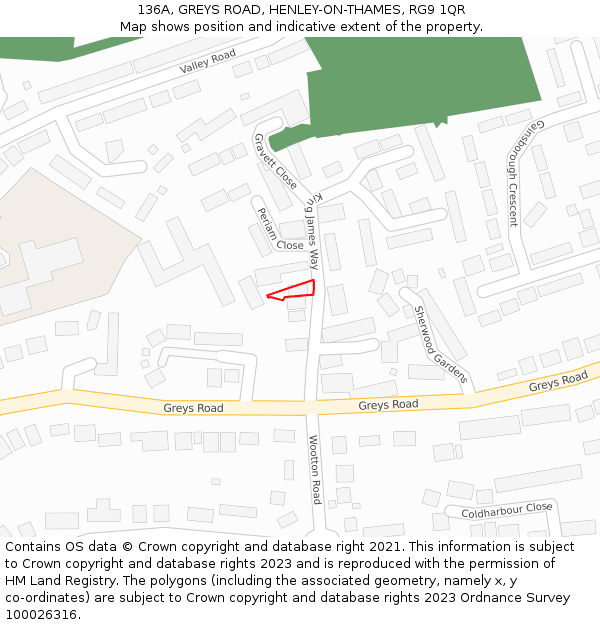 136A, GREYS ROAD, HENLEY-ON-THAMES, RG9 1QR: Location map and indicative extent of plot