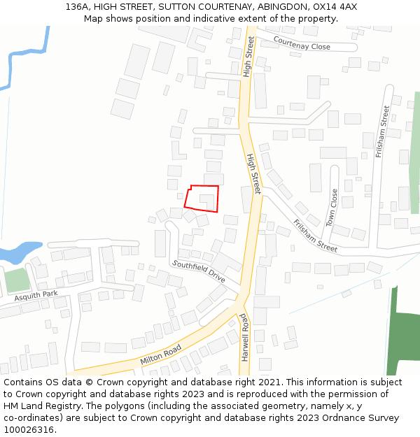 136A, HIGH STREET, SUTTON COURTENAY, ABINGDON, OX14 4AX: Location map and indicative extent of plot