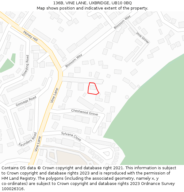 136B, VINE LANE, UXBRIDGE, UB10 0BQ: Location map and indicative extent of plot