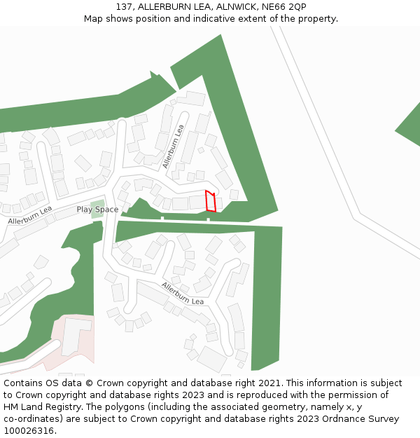 137, ALLERBURN LEA, ALNWICK, NE66 2QP: Location map and indicative extent of plot