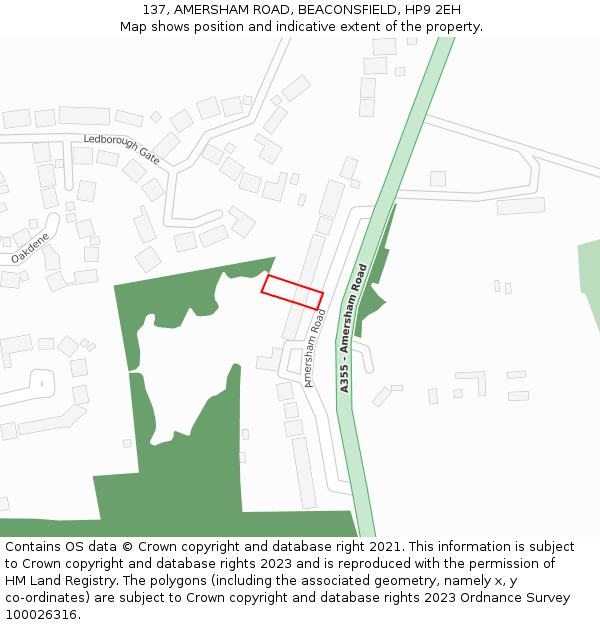 137, AMERSHAM ROAD, BEACONSFIELD, HP9 2EH: Location map and indicative extent of plot