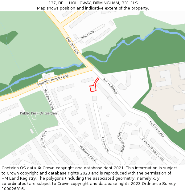 137, BELL HOLLOWAY, BIRMINGHAM, B31 1LS: Location map and indicative extent of plot