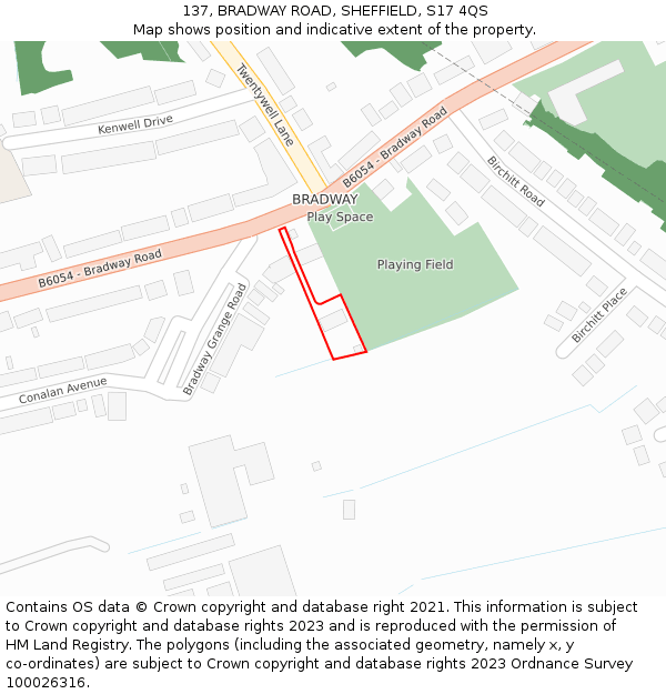 137, BRADWAY ROAD, SHEFFIELD, S17 4QS: Location map and indicative extent of plot