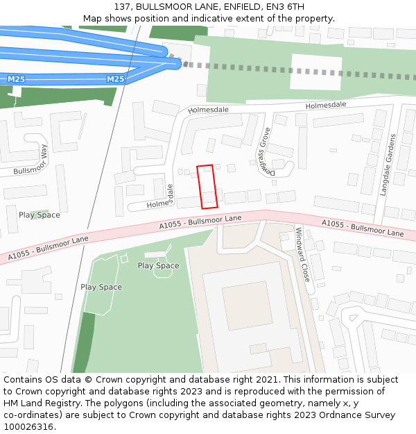 137, BULLSMOOR LANE, ENFIELD, EN3 6TH: Location map and indicative extent of plot