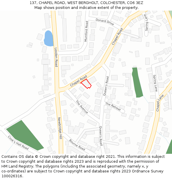 137, CHAPEL ROAD, WEST BERGHOLT, COLCHESTER, CO6 3EZ: Location map and indicative extent of plot
