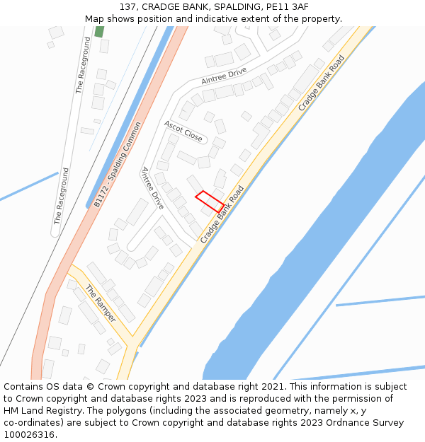 137, CRADGE BANK, SPALDING, PE11 3AF: Location map and indicative extent of plot