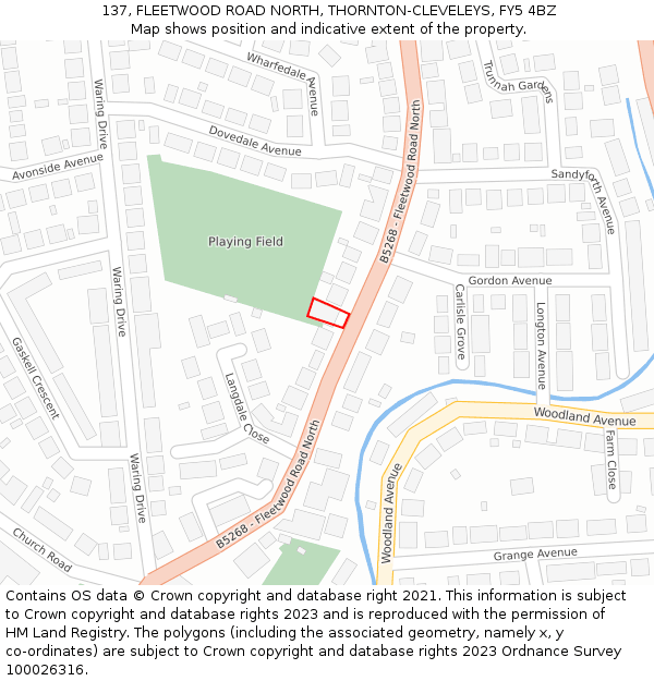 137, FLEETWOOD ROAD NORTH, THORNTON-CLEVELEYS, FY5 4BZ: Location map and indicative extent of plot