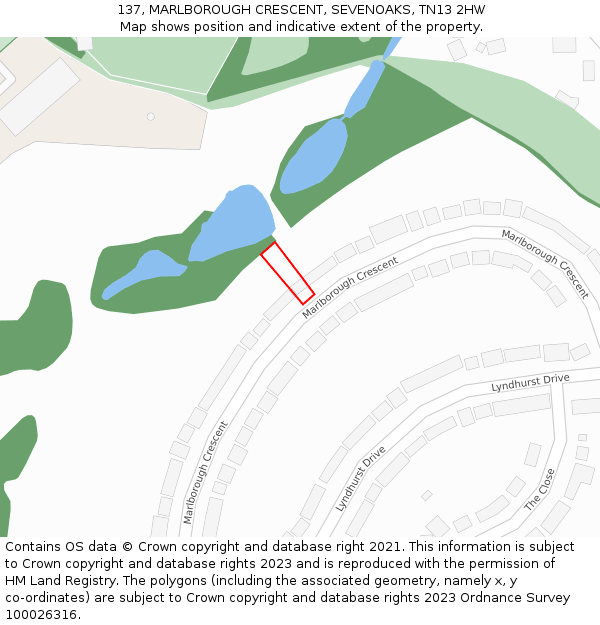 137, MARLBOROUGH CRESCENT, SEVENOAKS, TN13 2HW: Location map and indicative extent of plot