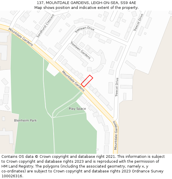 137, MOUNTDALE GARDENS, LEIGH-ON-SEA, SS9 4AE: Location map and indicative extent of plot