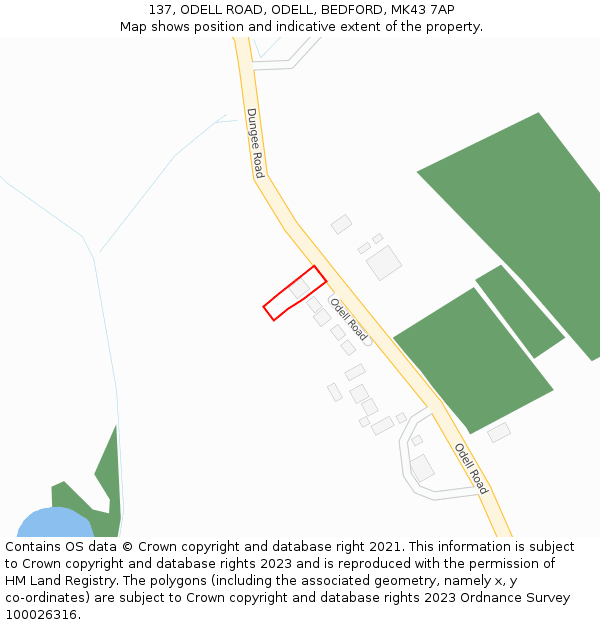 137, ODELL ROAD, ODELL, BEDFORD, MK43 7AP: Location map and indicative extent of plot