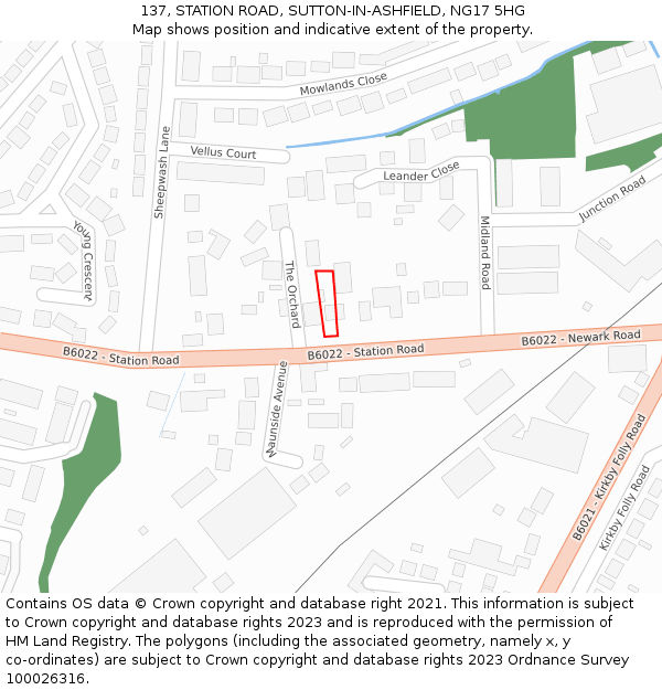 137, STATION ROAD, SUTTON-IN-ASHFIELD, NG17 5HG: Location map and indicative extent of plot