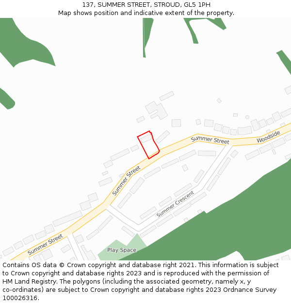 137, SUMMER STREET, STROUD, GL5 1PH: Location map and indicative extent of plot