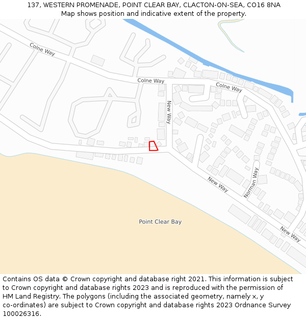 137, WESTERN PROMENADE, POINT CLEAR BAY, CLACTON-ON-SEA, CO16 8NA: Location map and indicative extent of plot