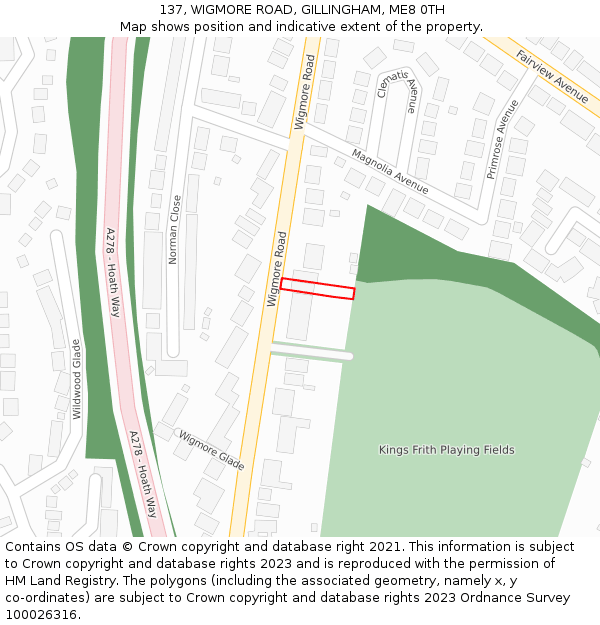 137, WIGMORE ROAD, GILLINGHAM, ME8 0TH: Location map and indicative extent of plot