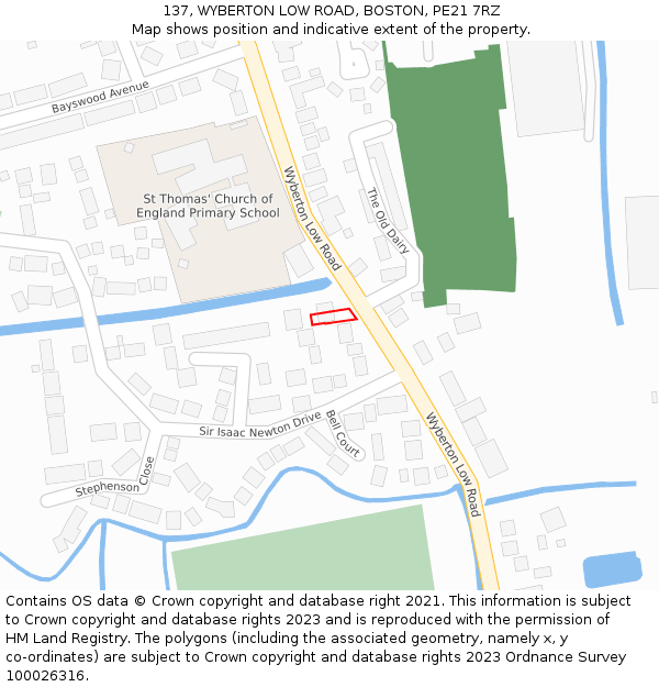 137, WYBERTON LOW ROAD, BOSTON, PE21 7RZ: Location map and indicative extent of plot