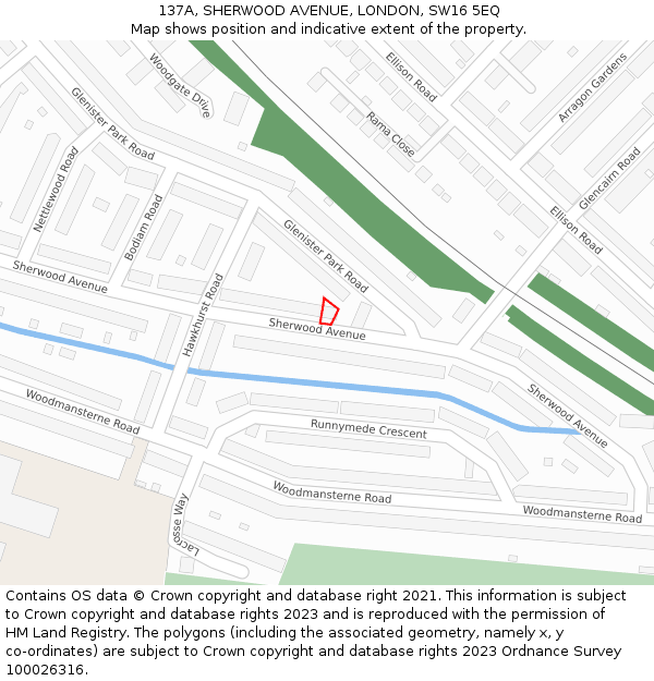 137A, SHERWOOD AVENUE, LONDON, SW16 5EQ: Location map and indicative extent of plot